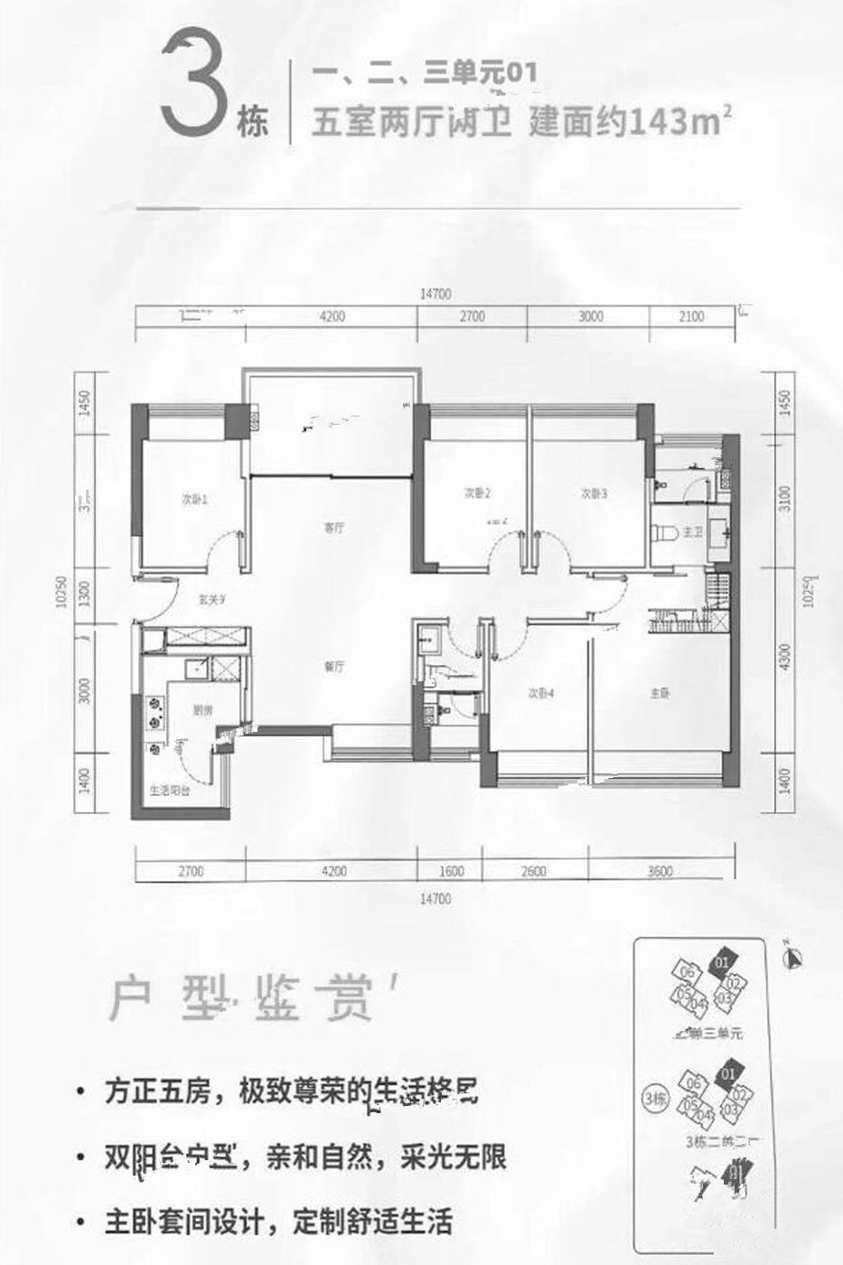 万丰海岸城玺园5室2厅2卫143㎡户型图