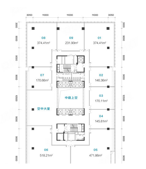 会展湾中港商业-平层263.7㎡户型图