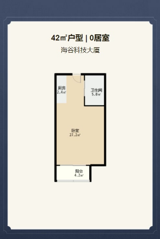 海谷科技大厦商业-平层42㎡户型图