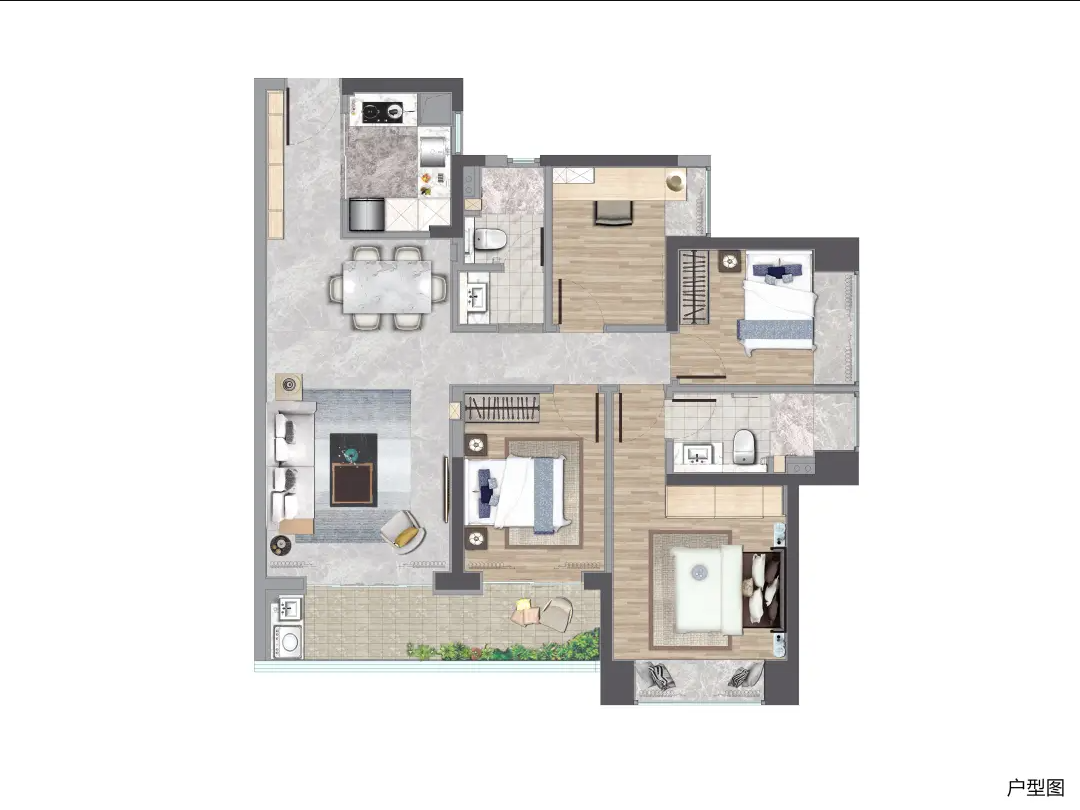 深铁懿府4室2厅2卫115㎡户型图