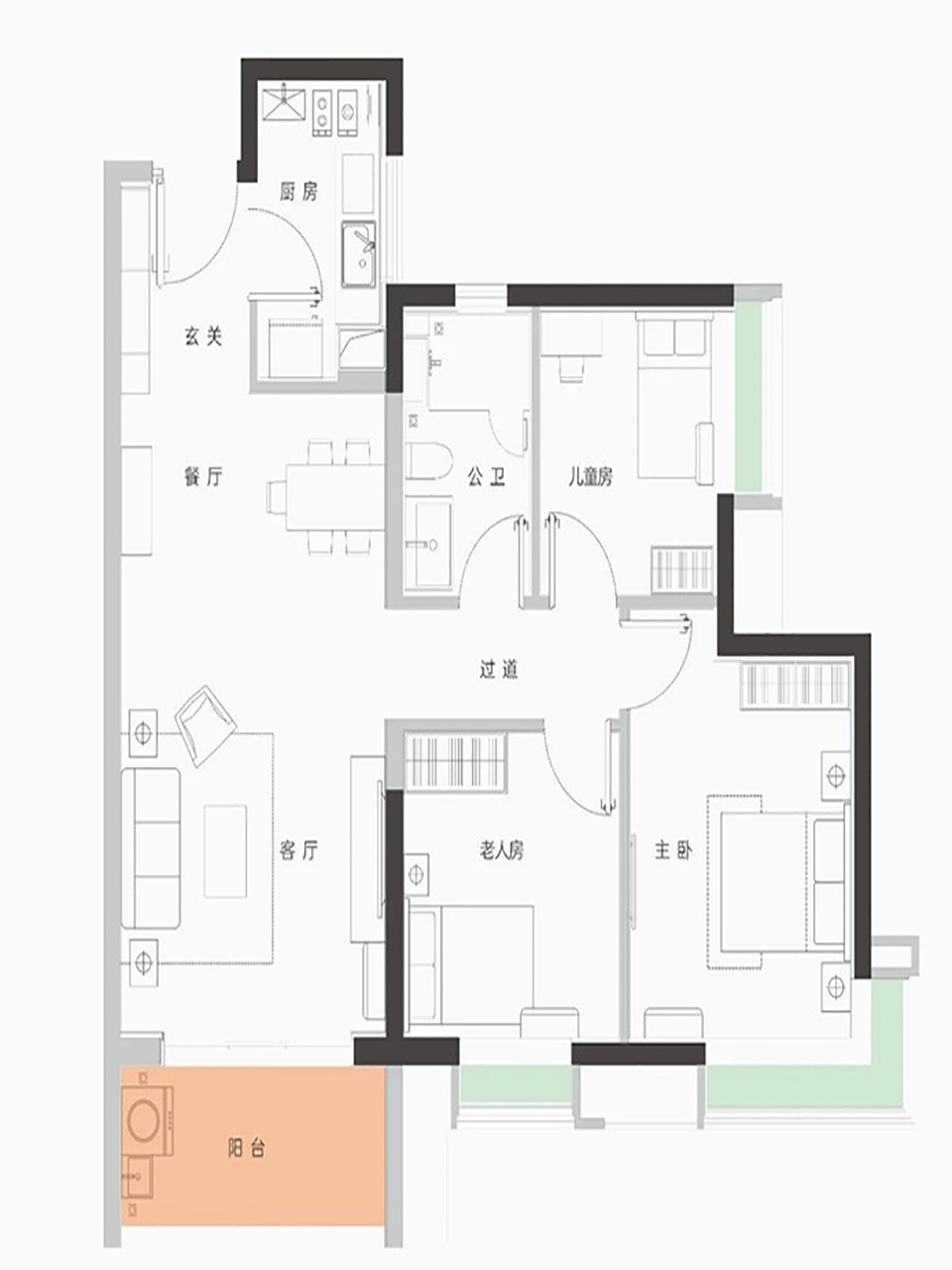 玺云著花园4室2厅2卫110㎡户型图