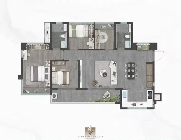 龙湖御湖境花园4室2厅2卫120㎡户型图