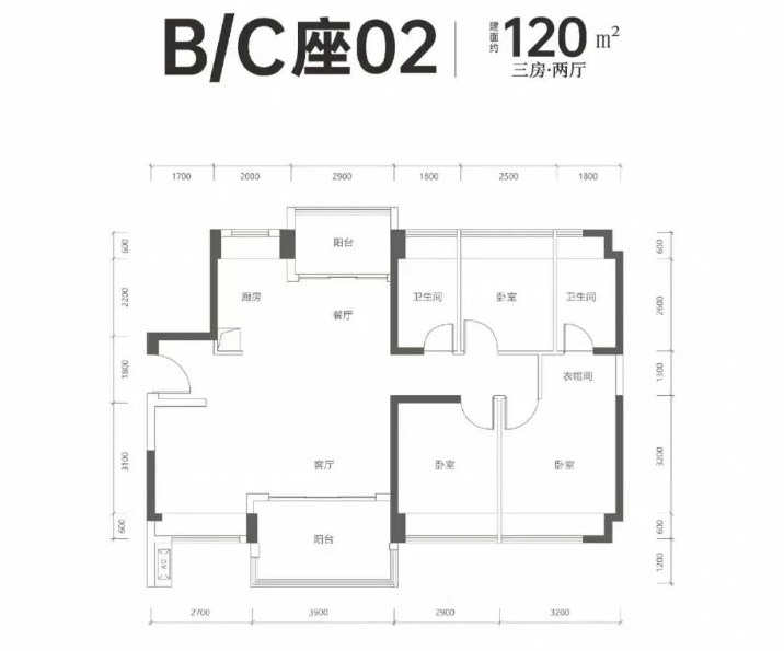 榕江壹号院3室2厅2卫120㎡户型图