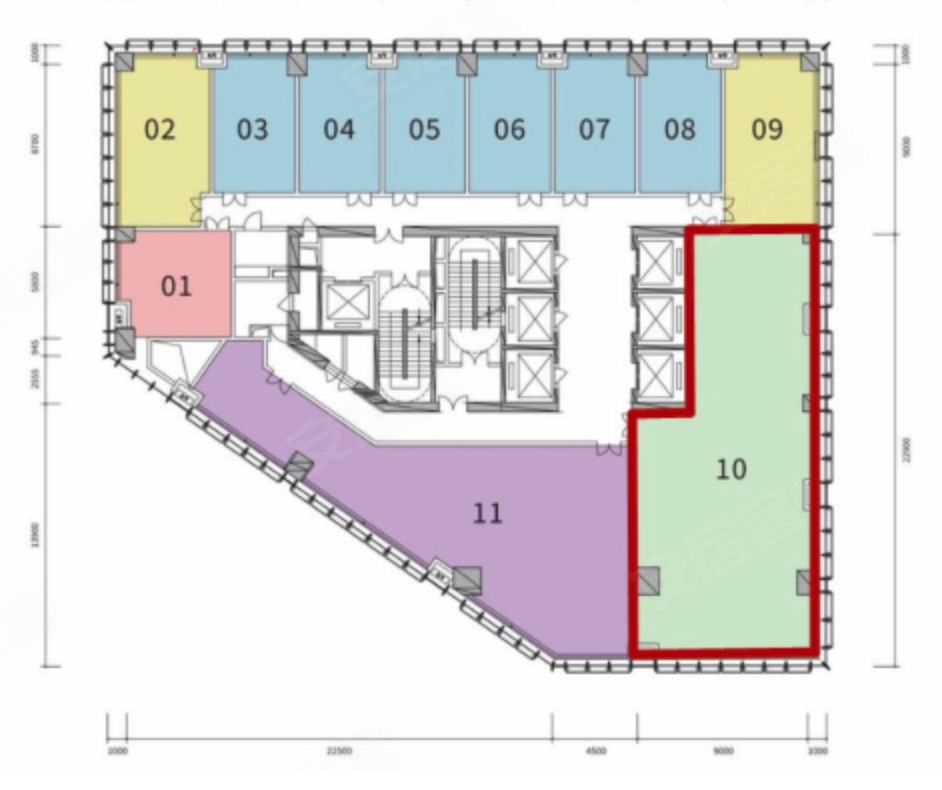 兆邦基商务大厦商业-平层323㎡户型图