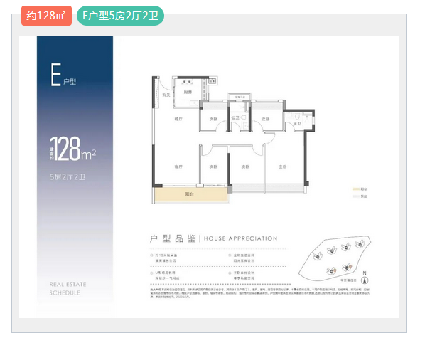 中海观园5室2厅2卫128㎡户型图