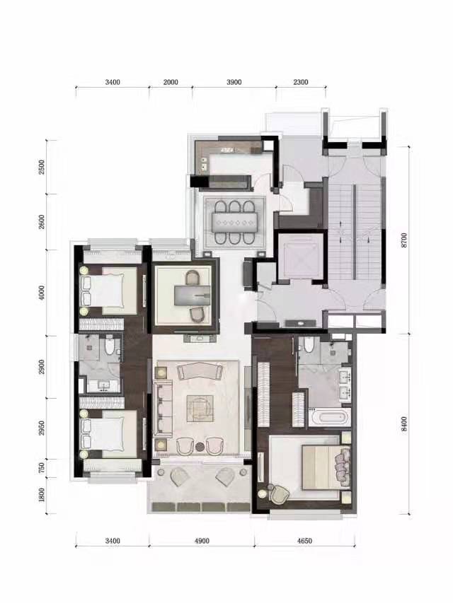 兰江山第4室2厅2卫180㎡户型图
