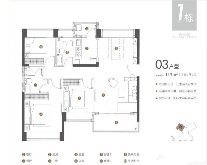 尚悦府3室2厅2卫113㎡户型图