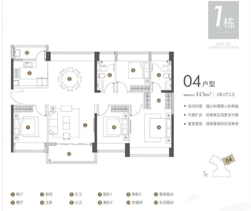 尚悦府4室2厅2卫143㎡户型图