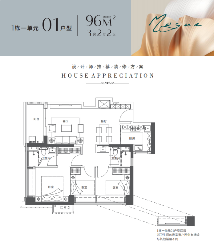 宏发悦见倾湖锦府3室3厅2卫96㎡户型图