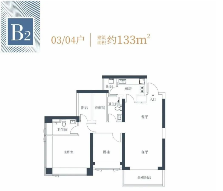 开云府3室2厅2卫133㎡户型图