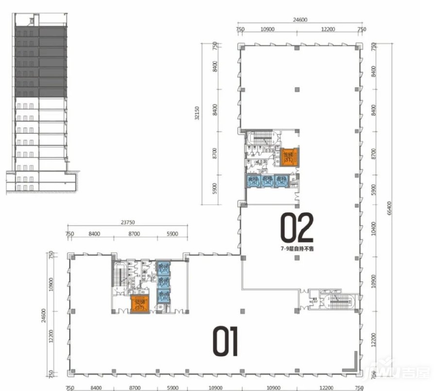 兆邦基商务大厦商业-平层280㎡户型图