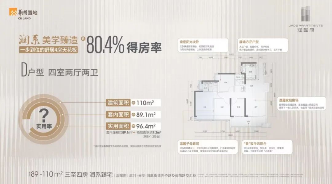 华润润曦府4室2厅2卫110㎡户型图