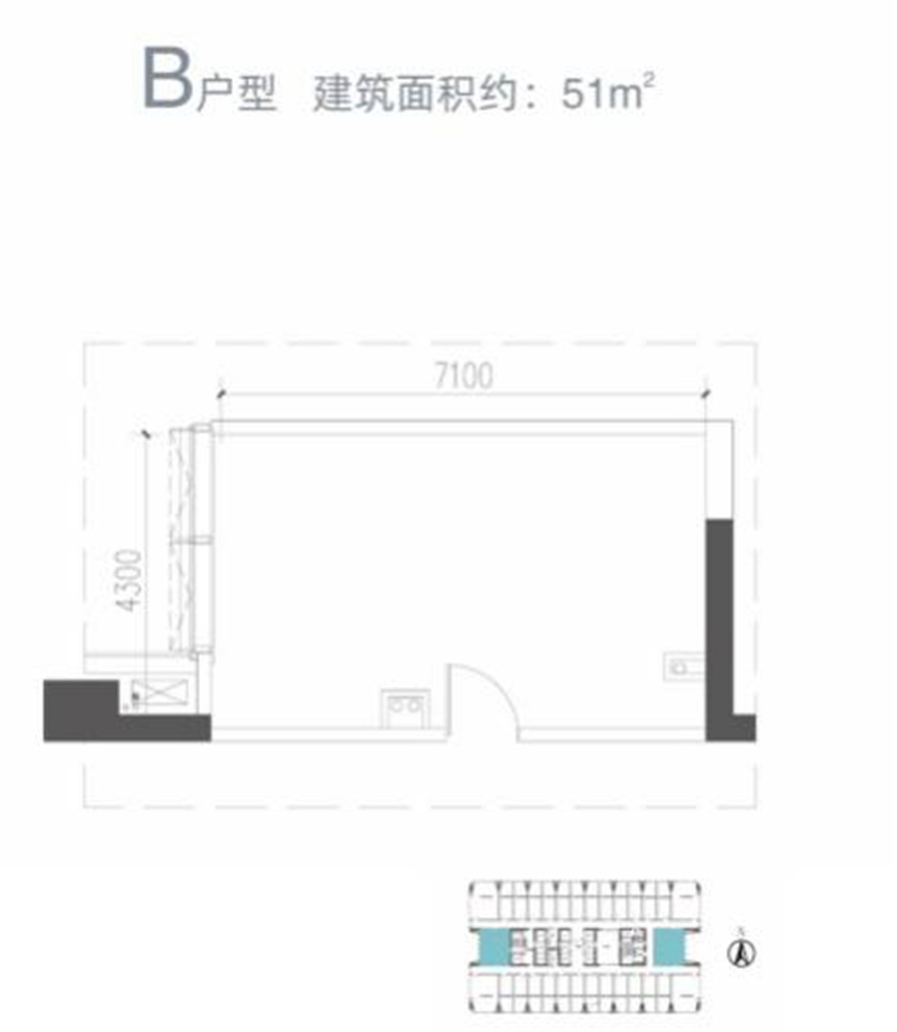 绿景美景广场1室1厅0卫51㎡户型图